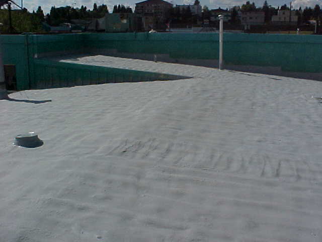 Roof during spray operation