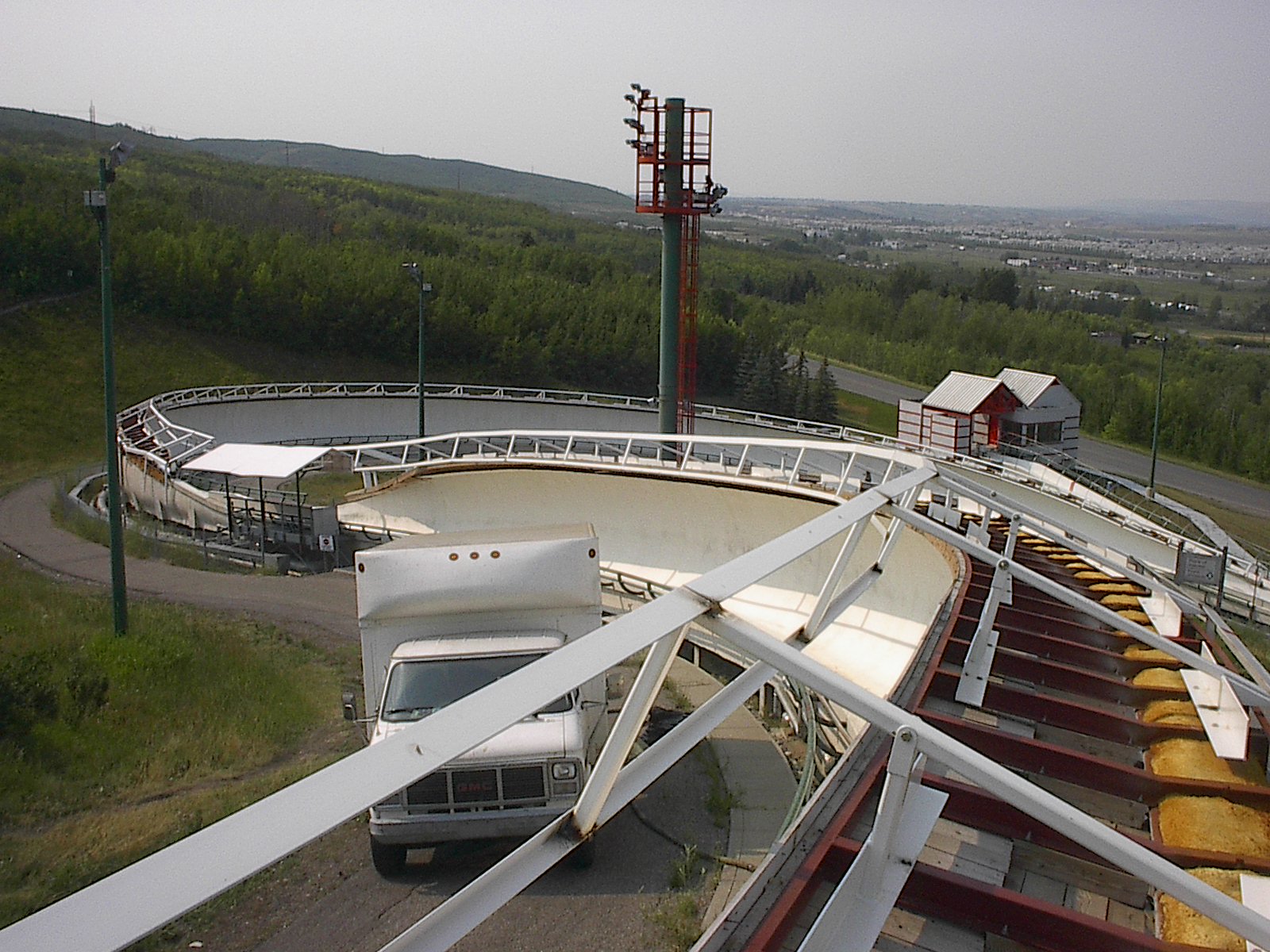 Bobsled run spray foam in progress